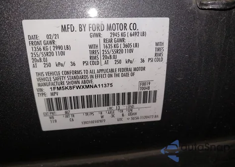 2021 Ford Explorer Limited from USA, damaged, VIN 1FM5K8FWXMNA11375